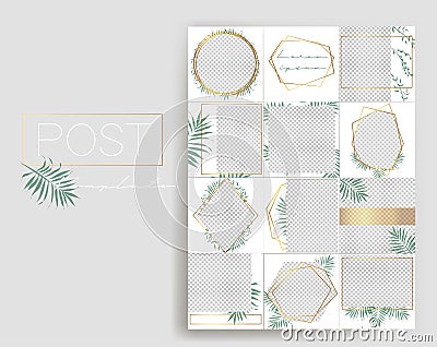 Design backgrounds for social media banner.Set of instagram stories and post frame templates.Vector cover. Vector Illustration